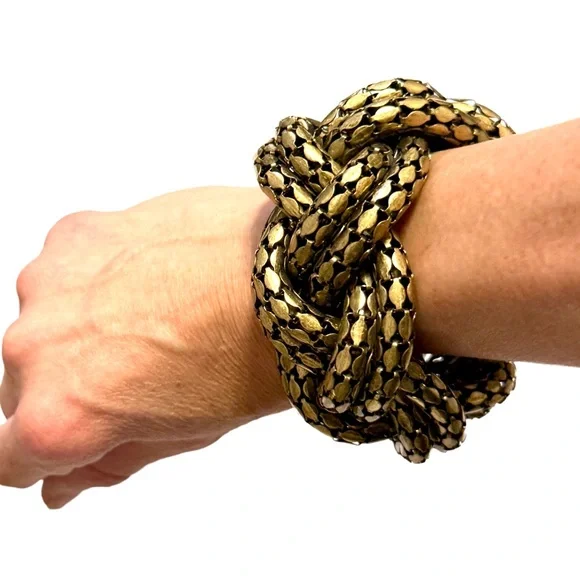 White House Black Market Gold Braided Statement Bracelet - Picture 2 of 6